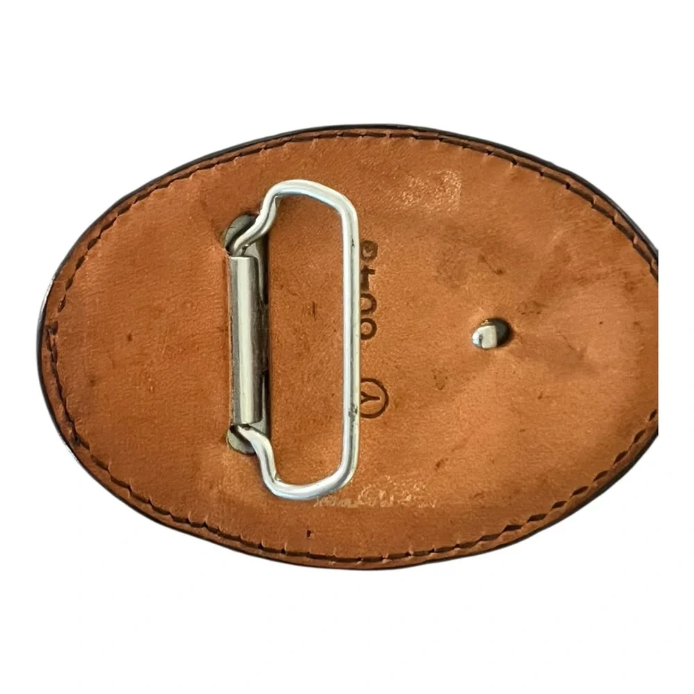 Belt buckle Patchwork leather large oval 3 “wide unisex bohemian western